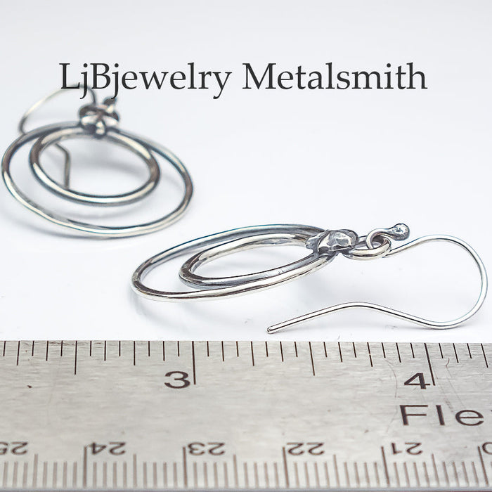 silver dangle hoop earrings