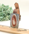 leather wristband with jasper stone