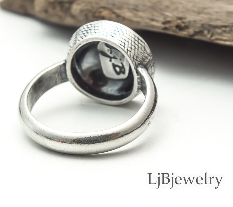 sterling silver leaf ring