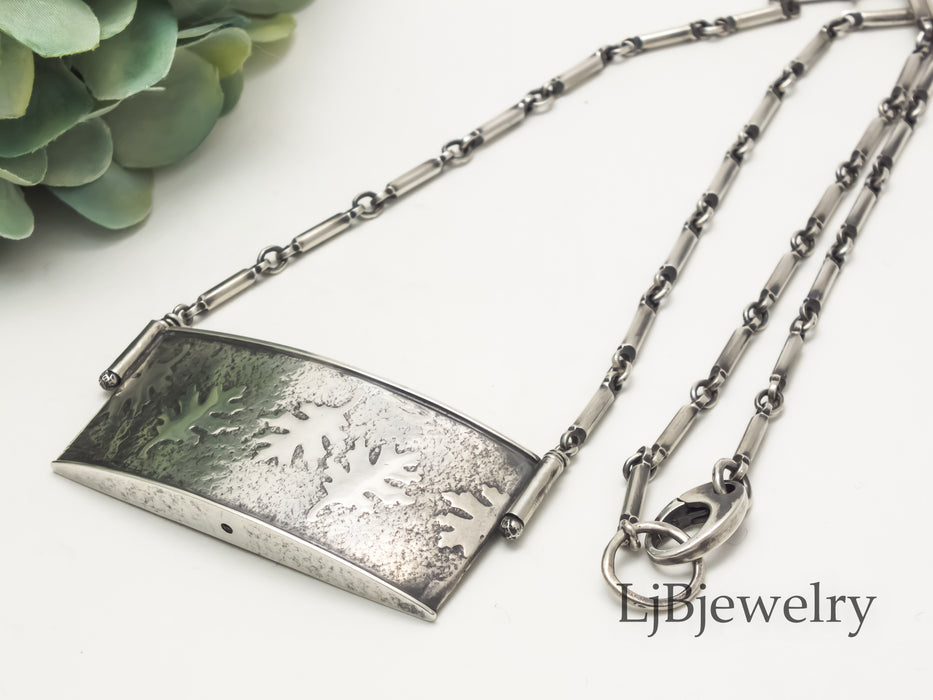 oak leaf silver hollow form pendant