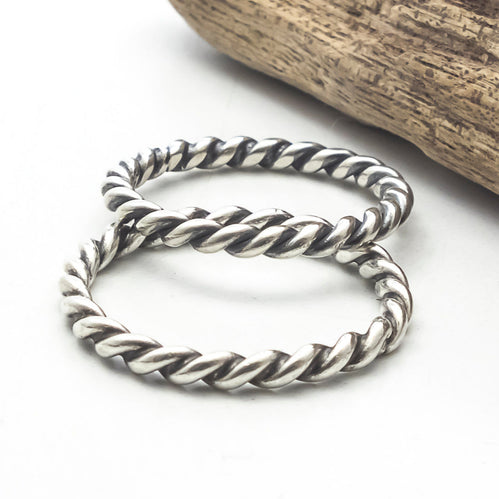 sterling silver twisted stacking rings