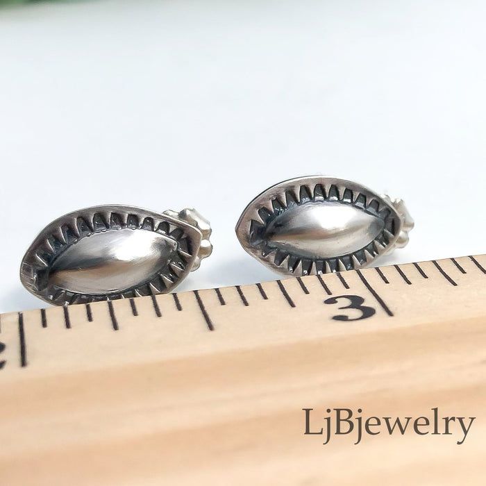 silver stamped stud earrings