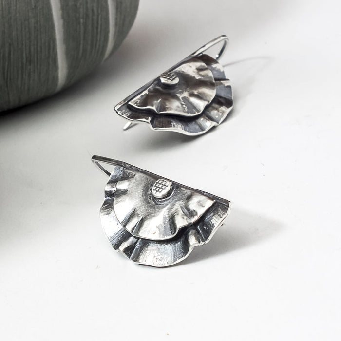 silver wave dangle earrings