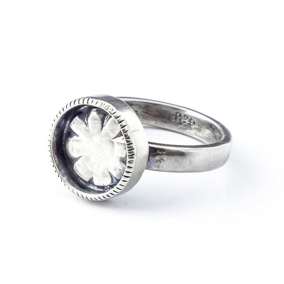 handmade small sterling silver flower ring