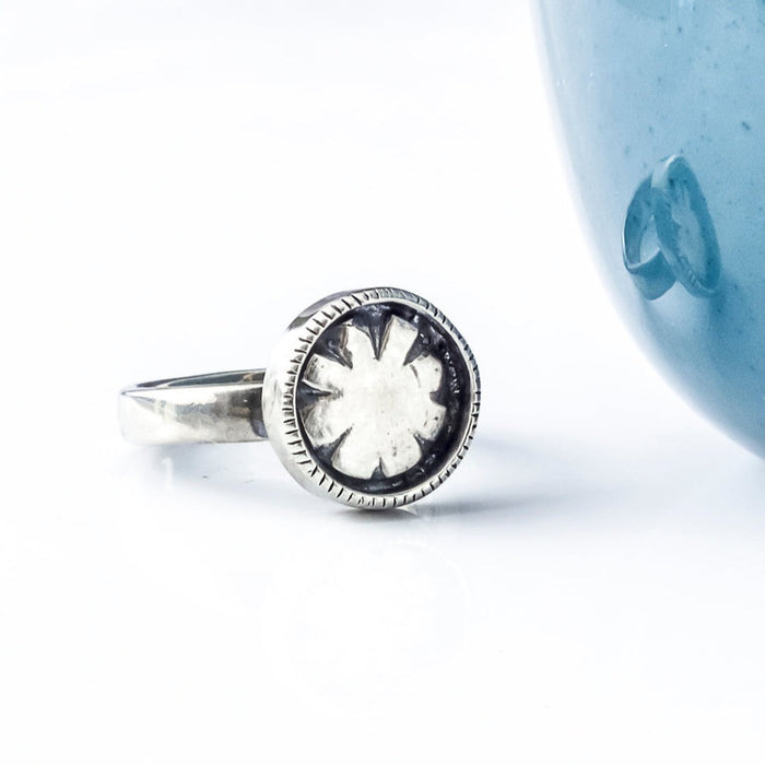 made to order small sterling silver flower ring
