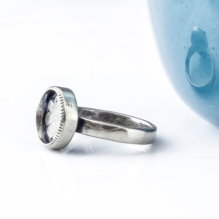 small sterling silver flower ring