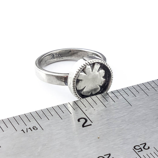 small sterling silver flower ring