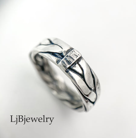 sterling silver braided rope stacking ring