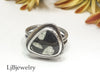 chinese writing stone silver ring