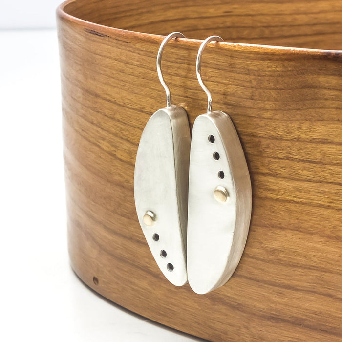 sterling silver and gold dangle earrings