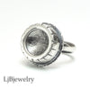 silver hollow form  statement ring for women