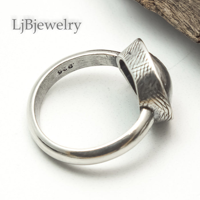 sterling silver leaf ring