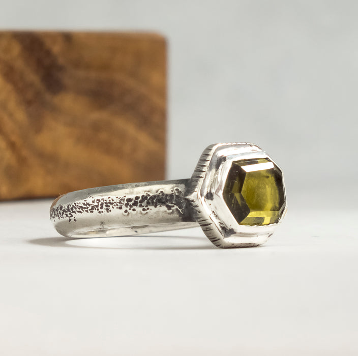 sterling silver green tourmaline ring
