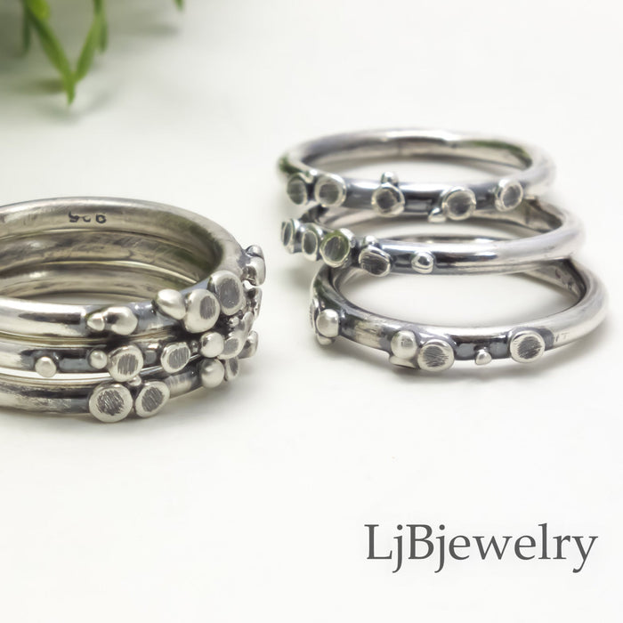 sterling silver pebble stacking ring