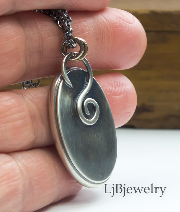 sterling silver statement pendant necklace