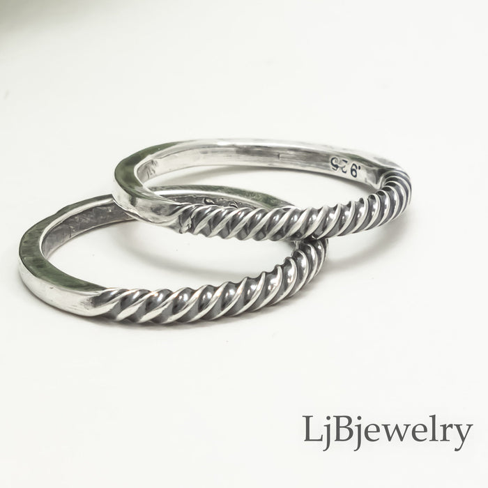 sterling silver twisted stacking ring