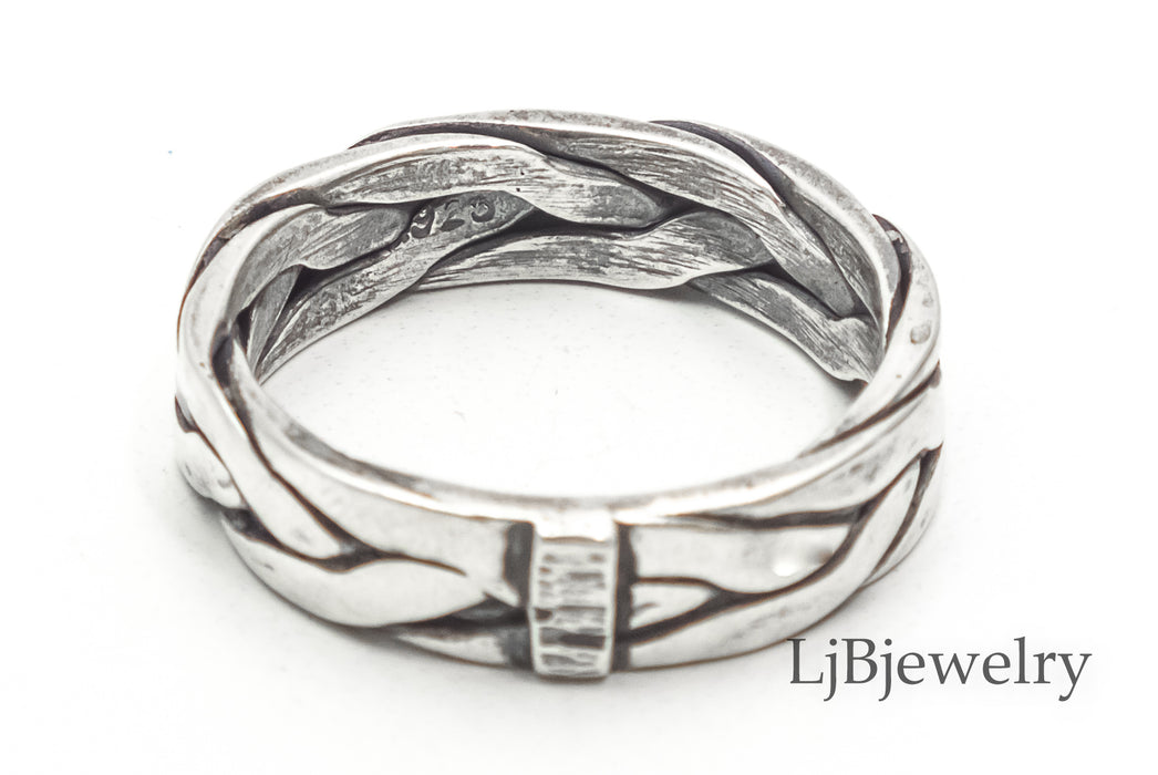 sterling silver braided rope stacking ring