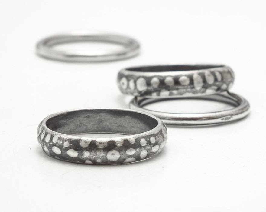 sterling silver spotted stacking ring set