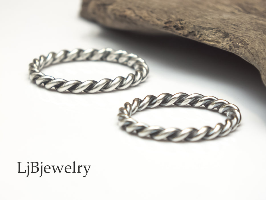 sterling silver twisted stacking rings
