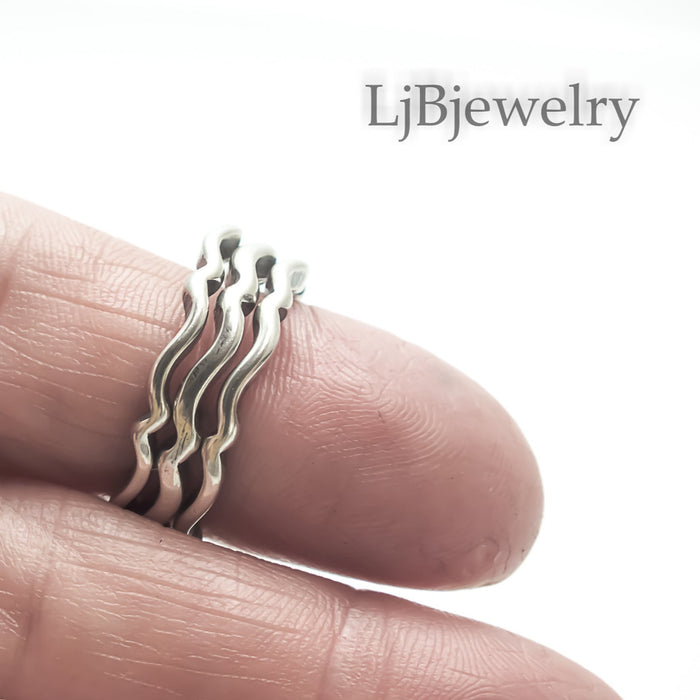 Handmade Sterling Silver Stacking Wave Ring - LjBjewelry